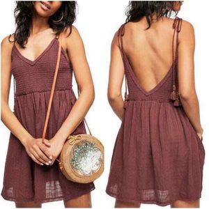 Free People Womens Maroon Sundrenched Mini Dress Size Small